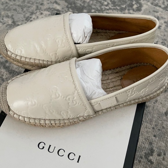 gucci signature leather espadrille white